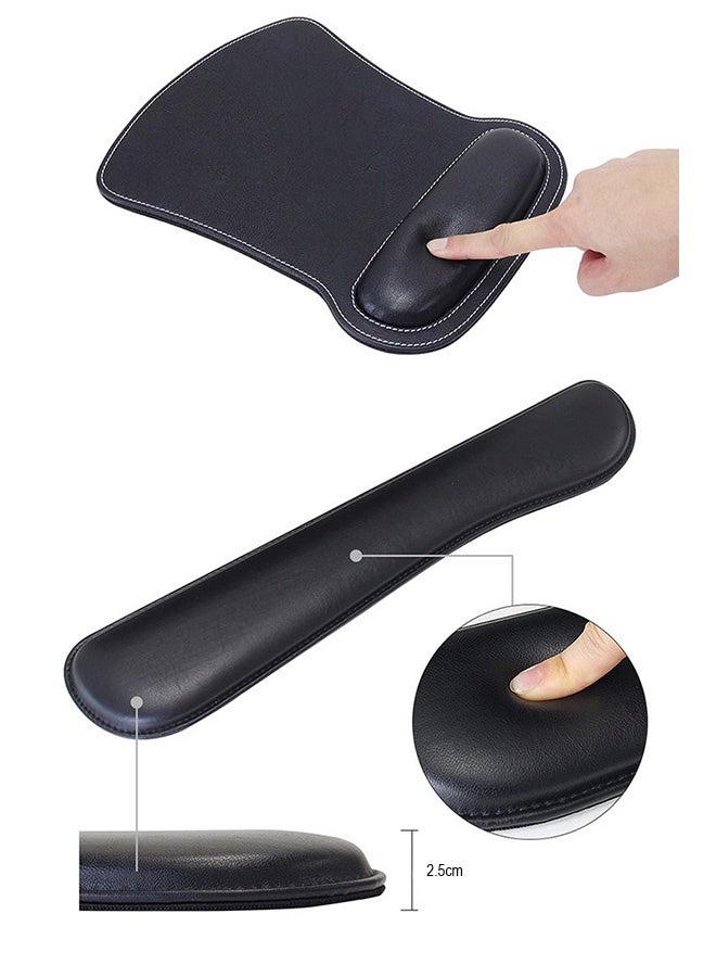 وسادة لوحة مفاتيح ألعاب من جلد PU الفاخر، وسادة دعم المعصم المضادة للانزلاق، تخفف آلام الكتابة، مثالية للمكتب، وللألعاب، وللحاسوب - Image 4