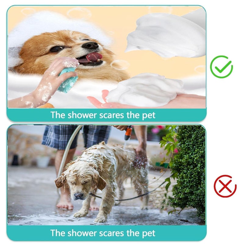 Aternal Pet Bath Scrubber Brush Dog Bathing Scrub Massager Grooming Massage Shampoo Bath Brush with Soap and Shampoo Dispenser Soft Silicone Bristle for Long Short Haired Dogs Cats Shower Multicolor - Image 4