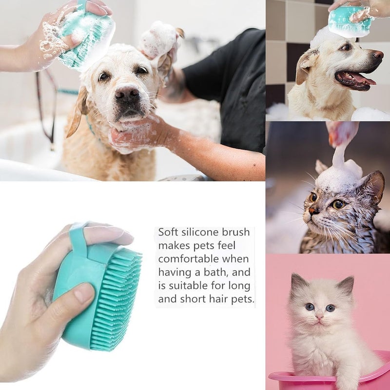 Aternal Pet Bath Scrubber Brush Dog Bathing Scrub Massager Grooming Massage Shampoo Bath Brush with Soap and Shampoo Dispenser Soft Silicone Bristle for Long Short Haired Dogs Cats Shower Multicolor - Image 5