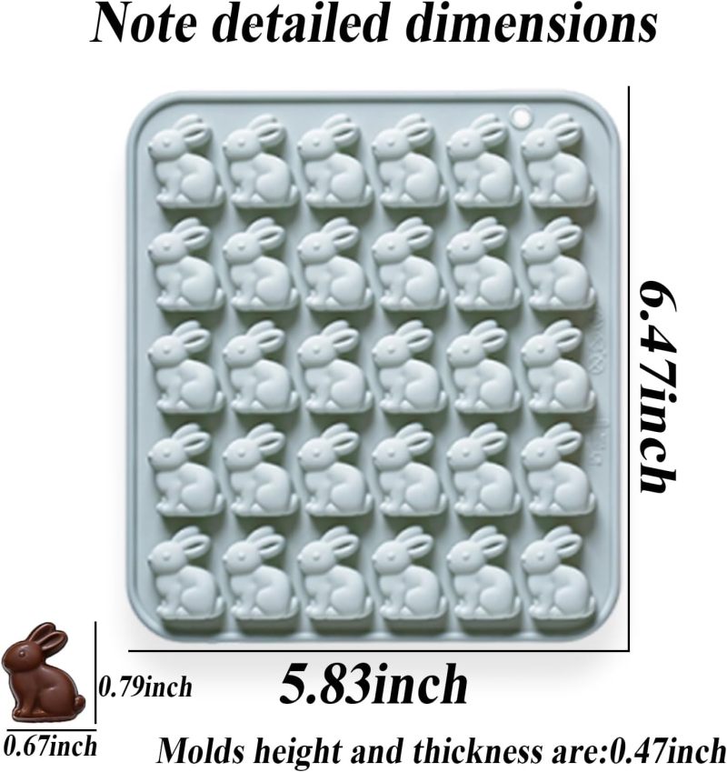 Silicone Rabbit Molds Pink + Blue Mini Baking Molds - Reusable Silicone Molds for Chocolate Candy Dessert Baking - Image 2