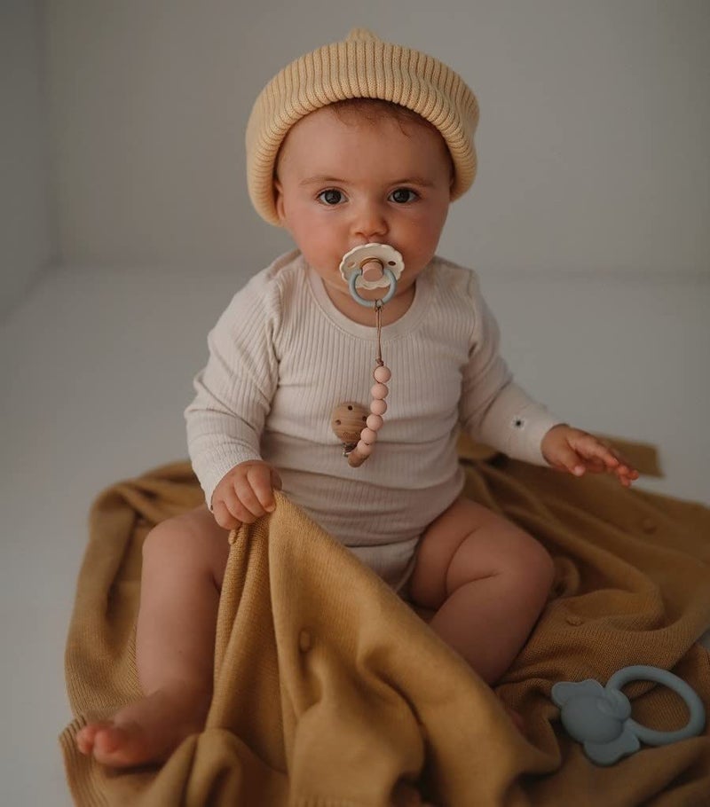 FRIGG Daisy Natural Rubber Baby Pacifier | Made in Denmark | BPA-Free (Aurora/Bright White, 6-18 Months) 2-Pack - Image 5