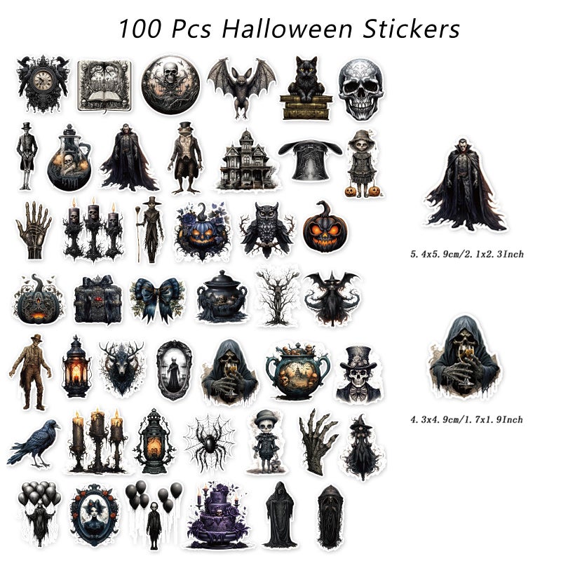 Bomichi 100 Pcs Goth Stickers, Retro Horriblr Skull Stickers for Adult, Scrapbook, Junk Journal, Collages, Decoration, Waterproof Vinyl Stickers for Laptop, Window, Water Bottles - Image 5
