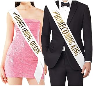 TTCOROCK "Homecoming King" and"Homecoming Queen" Sashes - Homecoming Party Prom Sashes School Party Accessories, White - Image 1