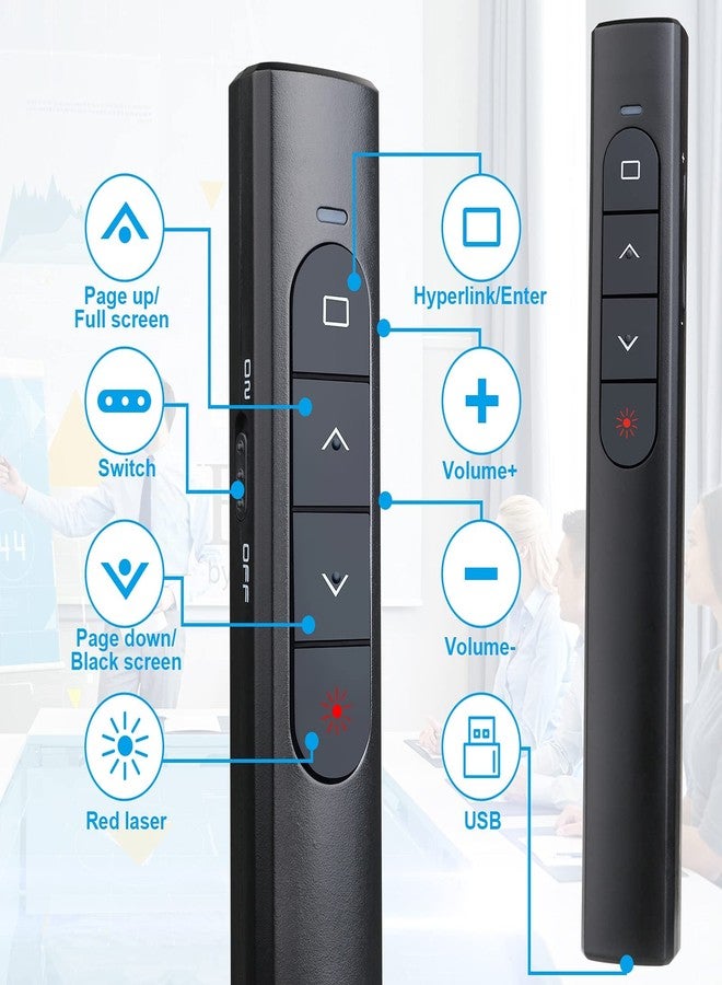 UBUYONE (2 Units) Wireless Presenter Remote, Presentation Clicker with Hyperlink & Volume Remote Control PowerPoint Office Presentation Clicker for Keynote/PPT/Mac/PC/Laptop - Image 3