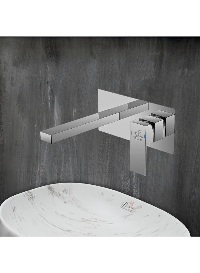 B BAGNO Concealed Basin Mixer 9061-2CR, Wall-Mounted Brass Bathroom Faucet with Single Lever, Chrome Finish, Modern Space-Saving Tap for Washbasins - Image 2