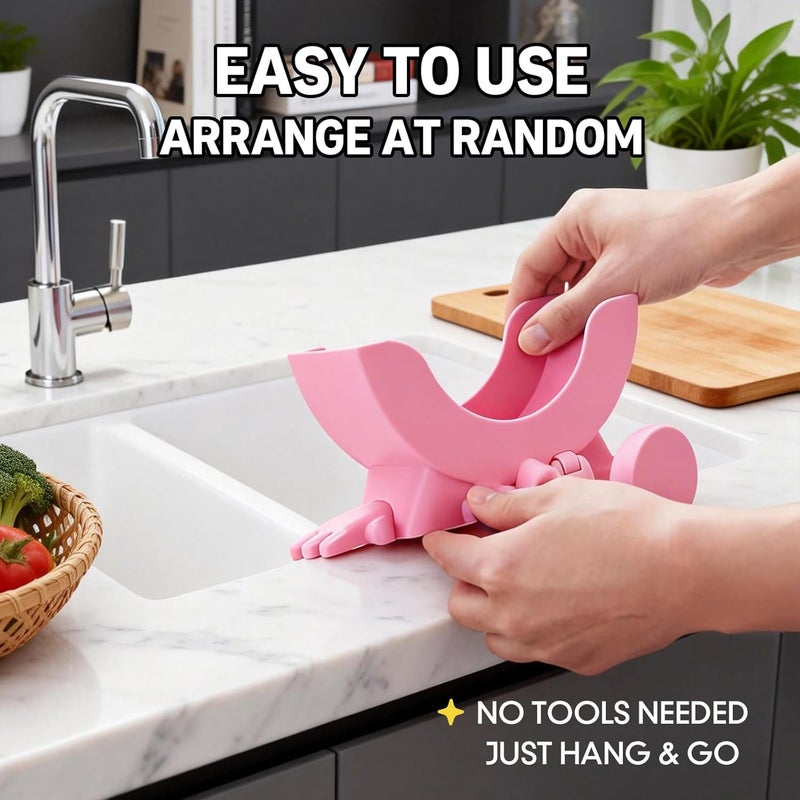 TORVINIS Cute Hanging Sponge Holder with Drainage, Peeing Scrub Sponge Holder, Ponge Holder for Kitchen Sink, Funny Sponge Stand for Kitchen Sink, 3D Printing Countertop Sponge Holders (Black) - Image 4