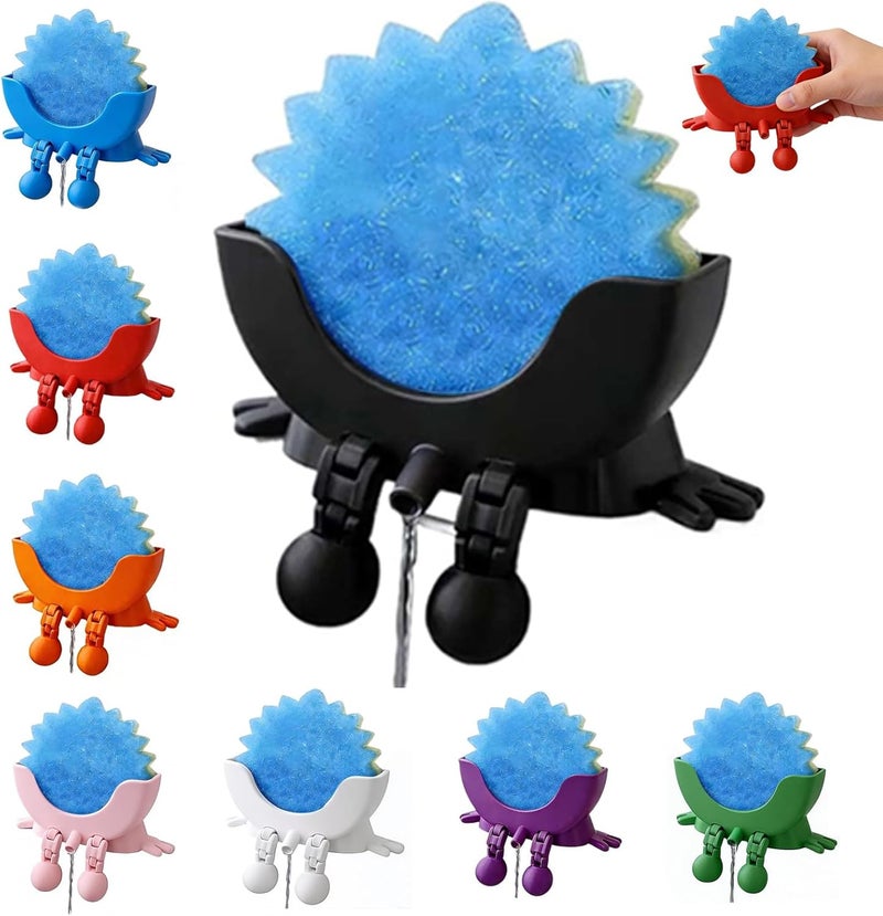 TORVINIS Cute Hanging Sponge Holder with Drainage, Peeing Scrub Sponge Holder, Ponge Holder for Kitchen Sink, Funny Sponge Stand for Kitchen Sink, 3D Printing Countertop Sponge Holders (Black) - Image 1
