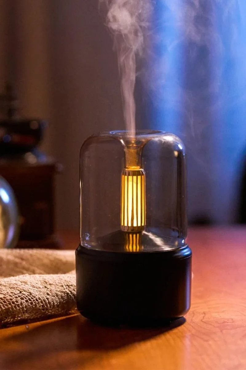 موبي Cylinder Model LED Air Humidifier Decorative Steam Fragrance Sprayer Steam Machine Humidifier