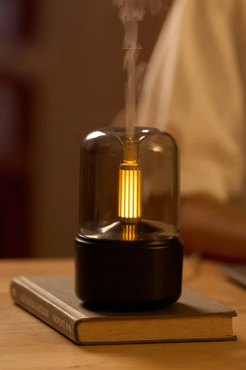 موبي Cylinder Model LED Air Humidifier Decorative Steam Fragrance Sprayer Steam Machine Humidifier