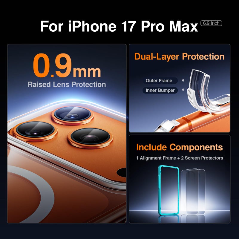 SMARTDEVIL Magnetic MagSafe Case for iPhone 17 Pro Max, Strong Magnetic Clear Shockproof Cover with 2 Screen Protectors, Ultra-Slim Anti-Yellowing Phone Case-White - Image 4