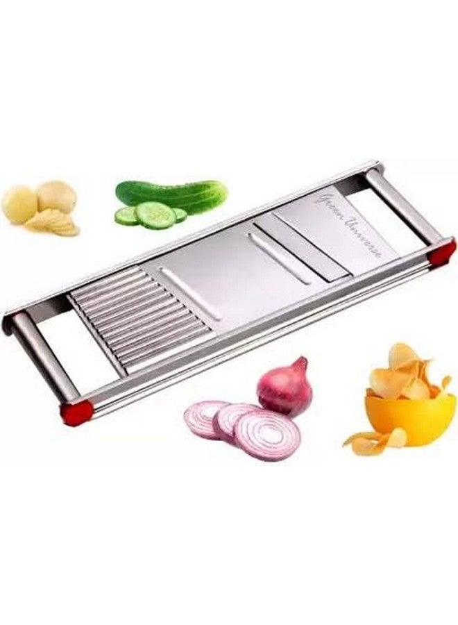 KITCHOOK Potato Slicer Stainless Steel with Plastic Handle Potato Chips Maker Multipurpose and Easy to Use Slicer (2 in 1 Vegetable Slicer) - Image 2