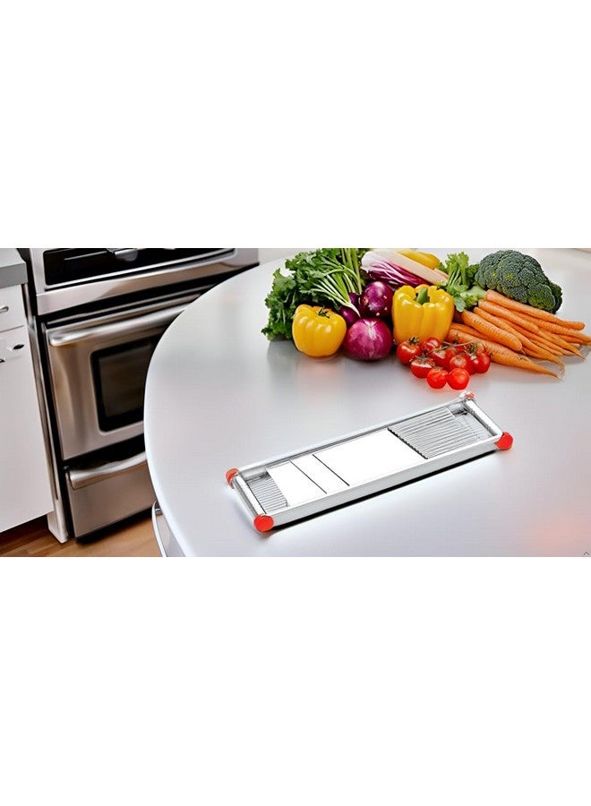 KITCHOOK Potato Slicer Stainless Steel with Plastic Handle Potato Chips Maker Multipurpose and Easy to Use Slicer (2 in 1 Vegetable Slicer) - Image 4