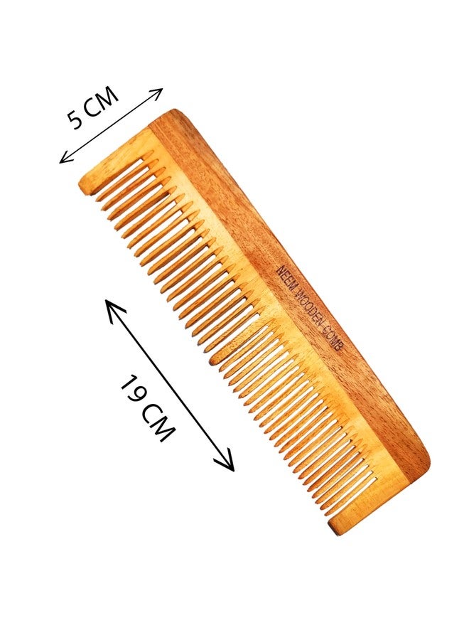 BlackLaoban Handmade Wooden Combs Big Size Kacchi Neem Wood Comb Set - Neem Comb Combo For Men & Women Hair Growth - Pack of 2 - Anti Dandruff, Detangling Hair Fall Control Kanghi Dual Tooth & Fine Tooth - Image 5