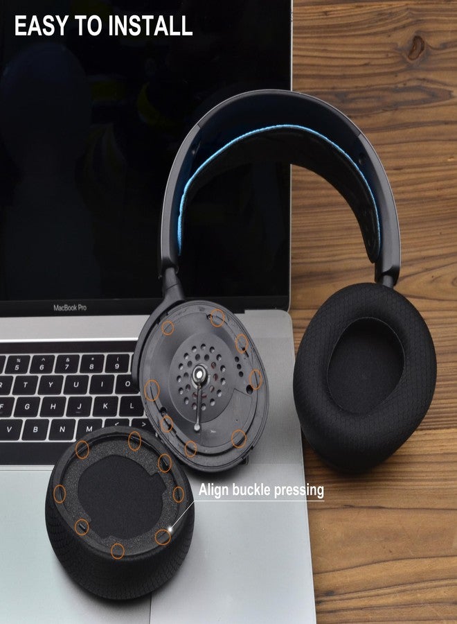 defean Nova Pro Wireless Earpads - defean Replacement Ear Cushion Compatible with Steelseries Arctis Nova Pro Wireless Headphones(Do Not fit SteelSeries Arctis Nova 7 Model) (Black Breathable Fabric) - Image 5