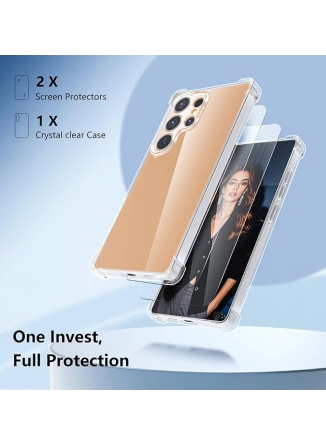 2 in 1 Case for itel S25 Ultra, with 1-Pack Screen Protector, Tempered Glass Film, Shockproof Bumper Phone Protective Cover Clear Back (Clear) - Image 4