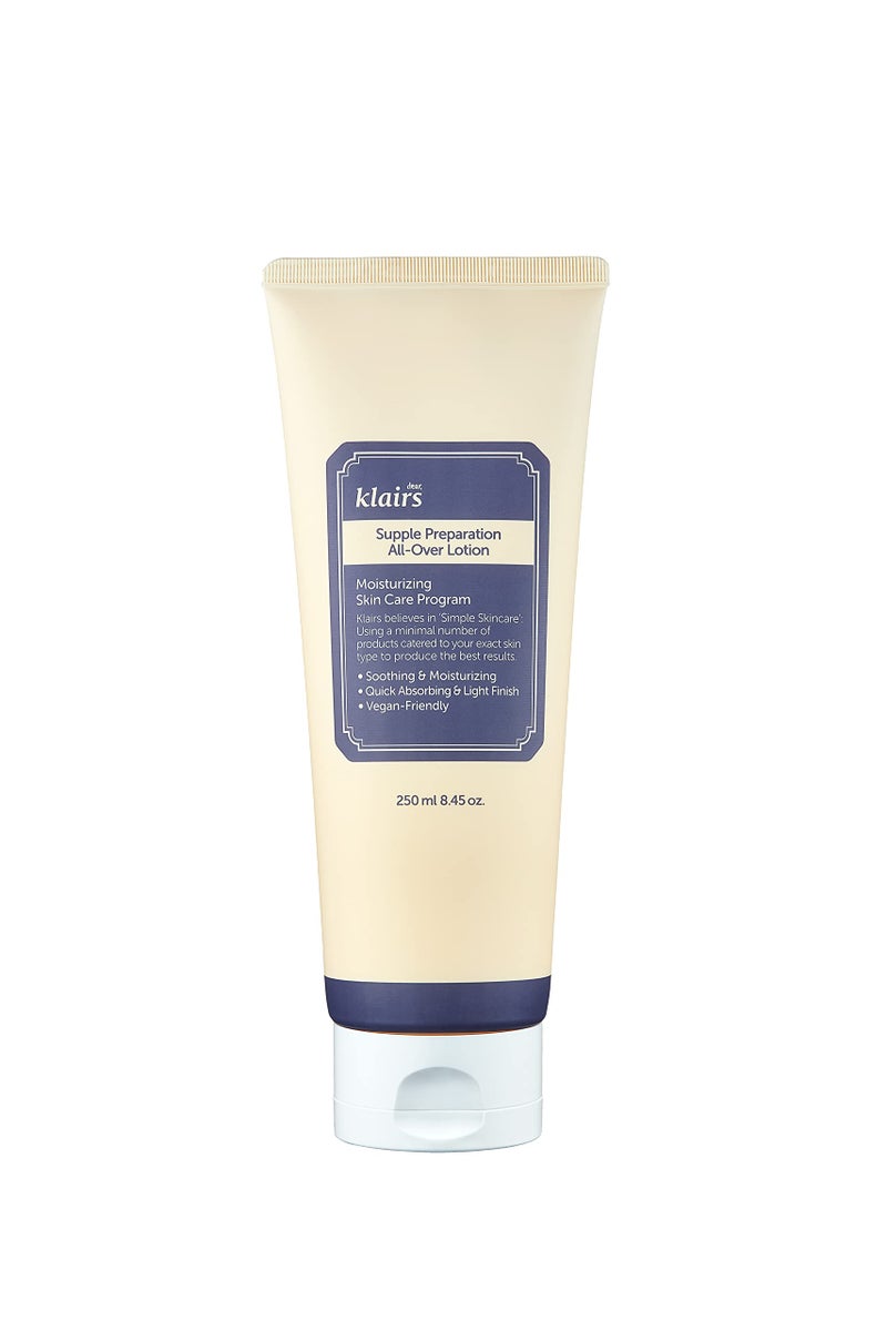 DearKlairs] Supple Preparation All-over lotion, Daily face and body moisturizer, for sensitive skin, Essential oil Free, Artificial fragrance free,250ml, 8.45oz - Image 1