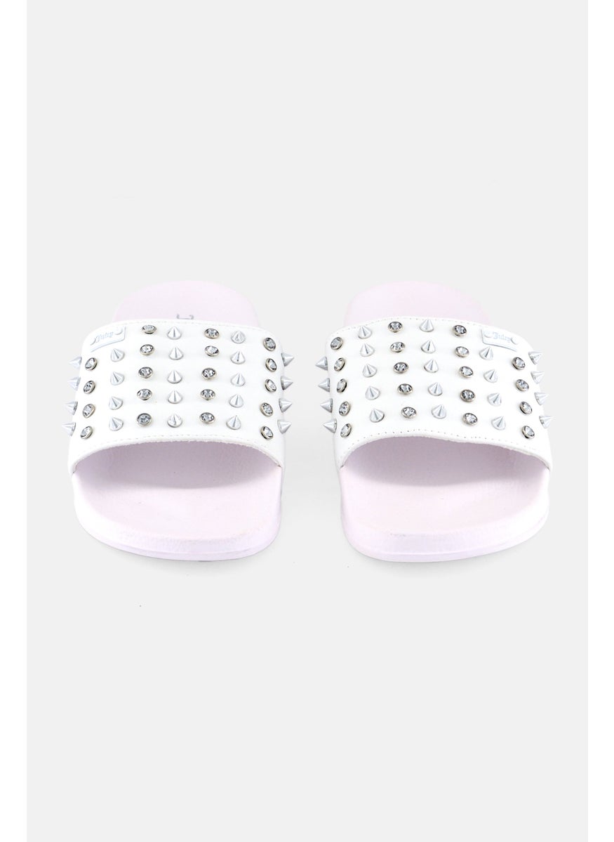 Juicy Couture - Women Stoned Slip On Slides, White - Image 1