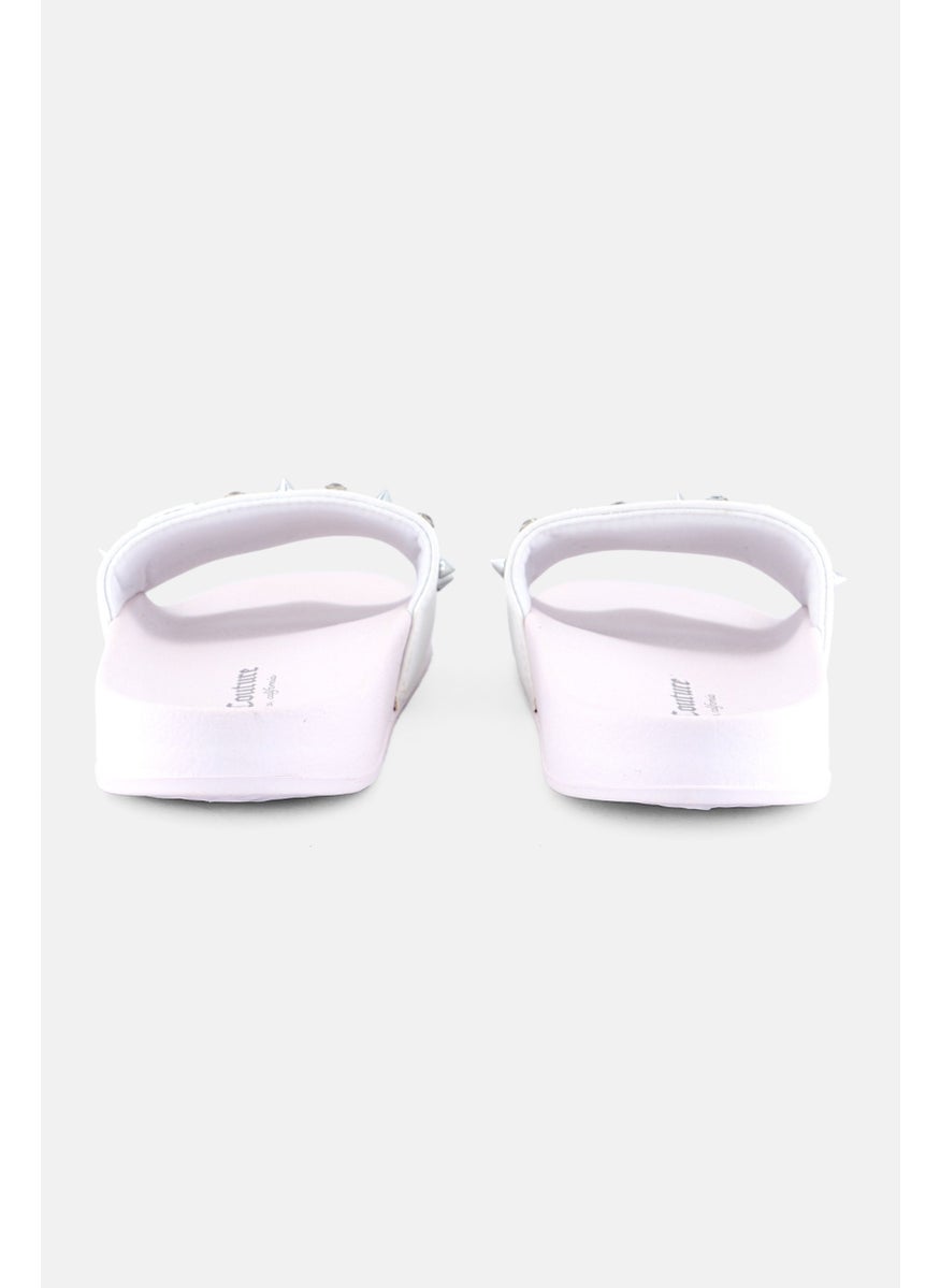 Juicy Couture - Women Stoned Slip On Slides, White - Image 1