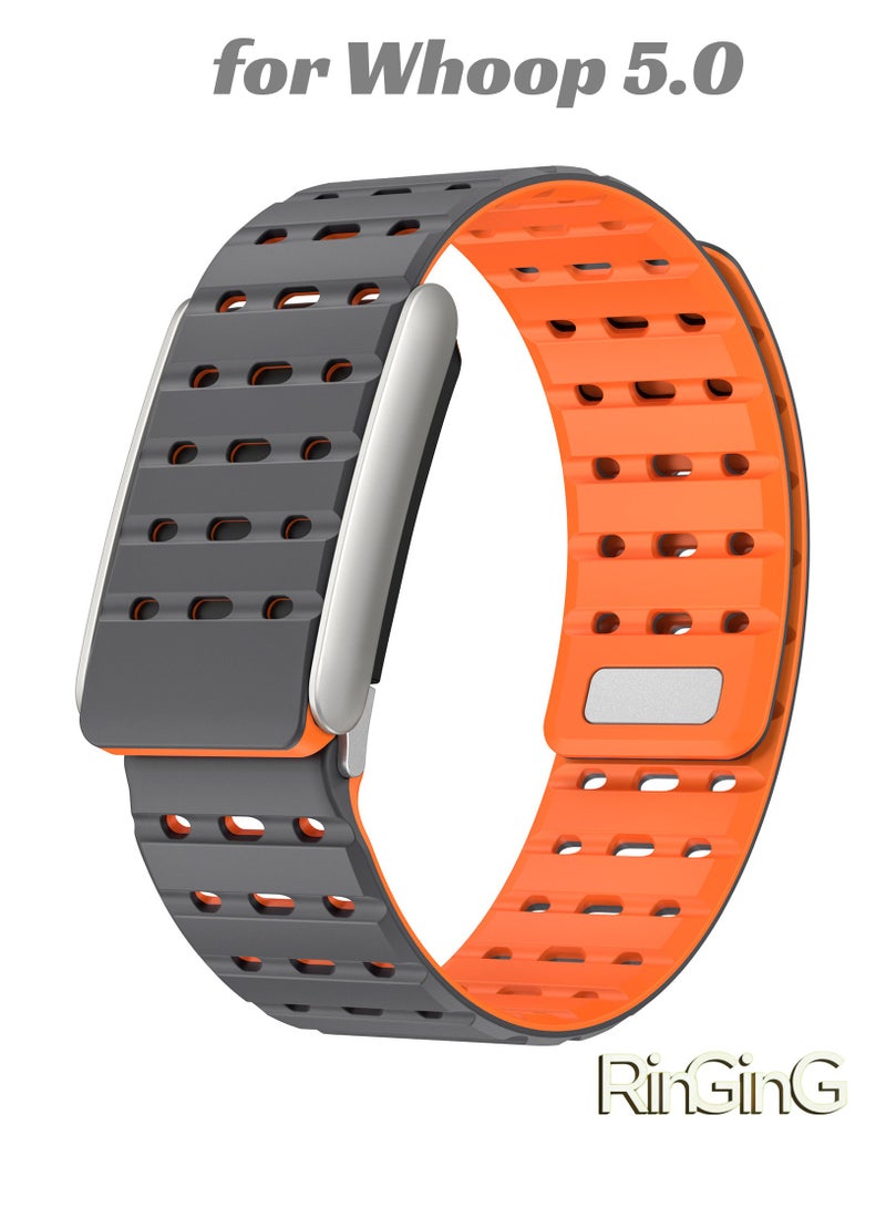 RinGinG Modified Magnetic Silicone Sport Replacement Band Compatible with WHOOP 5.0, Life/MG, One/Peak, Fitness Life Tracker – Breathable, Sweatproof, Durable & Comfortable - Image 1