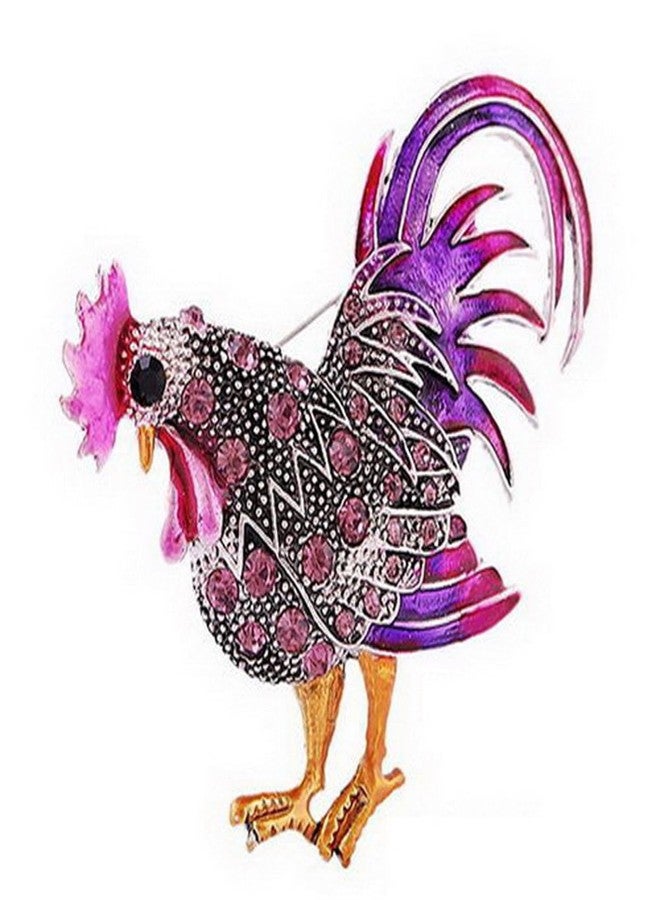 Kicomvi Cock Rooster Brooch Pins Multicolor Crystal Brooches for Women-purple - Image 1