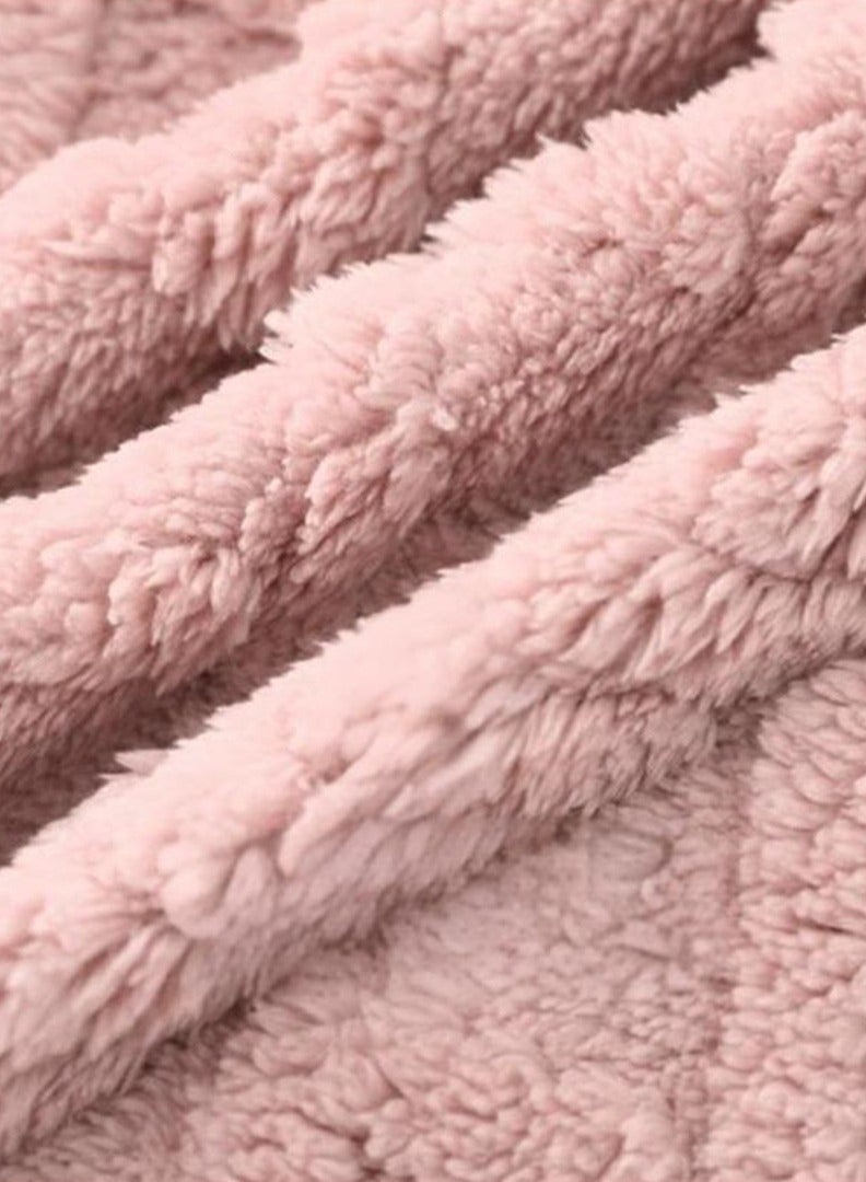 إسكدنيا النساء الشتاء طويلة سميكة مغطاة الشعاب المرجانية الصوف فستان ليلي الوردي - Image 2