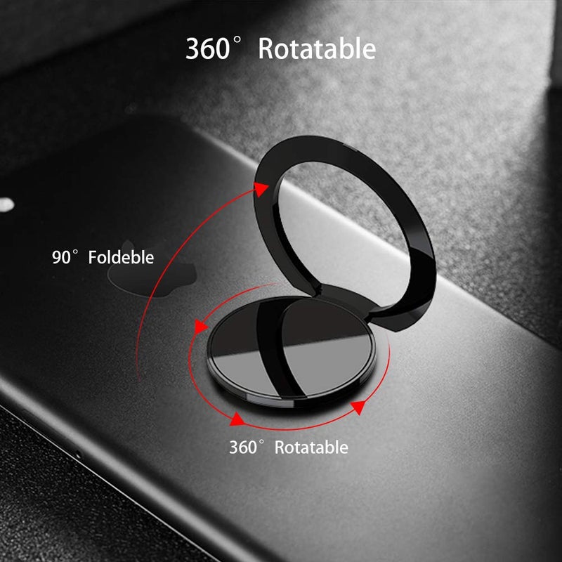 Tomorotec Upgraded World's Slimmest Phone Ring Holder, Tomorotec Ultra Thin Cell Phone Ring Stand Magnetic Car Mount Hook Matte Center Compatible for iPhone X 8 7 Plus 6S 6 5s 5 SE,Galaxy S8 S7 S6 Edge(Black) - Image 4