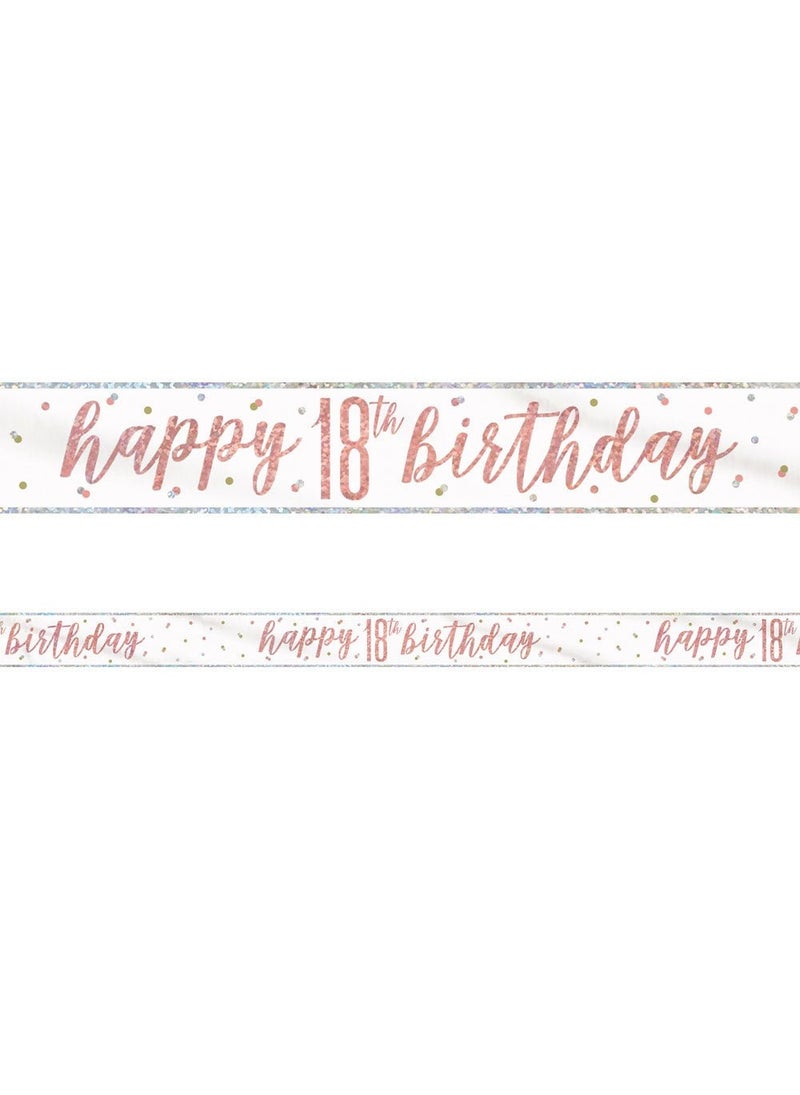 Unique Happy 18th Birthday Banner White Rose Gold Plastic 274cm