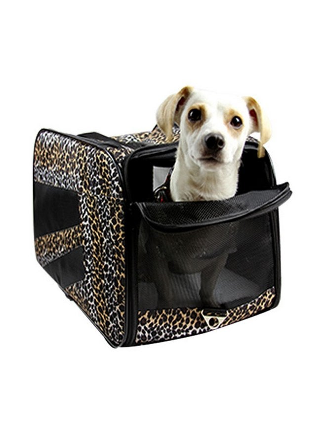 dbest products dbest products Pet Smart Cart Carrier, Medium, Leopard, Soft Sided Collapsible Folding Travel Bag, Dog Cat Airline Approved Tote Luggage Backpack - Image 2