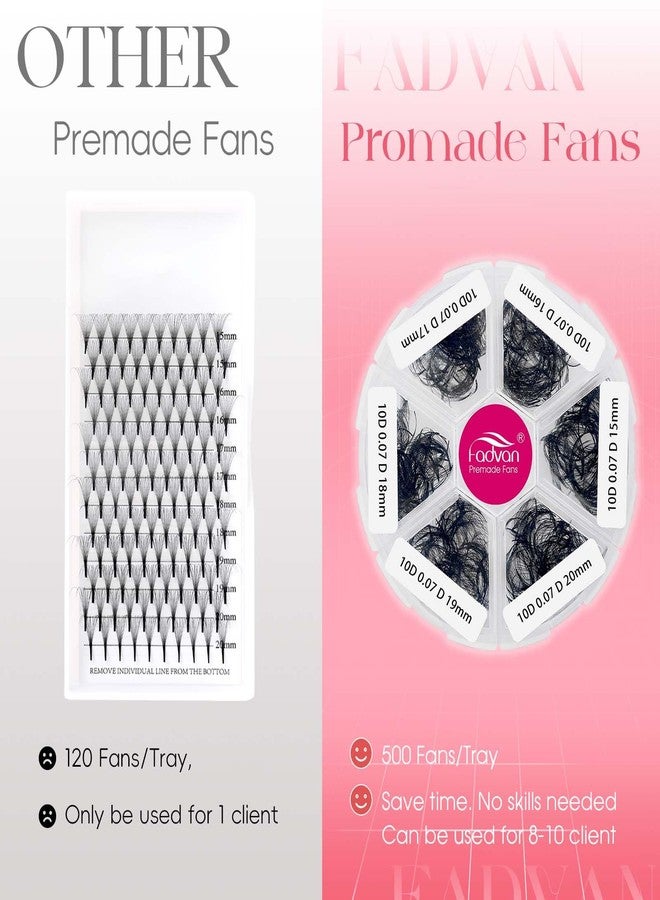 FADVAN 600 Premade Volume Fans Wispy Lash Extensions Natural Look Handmade Lashes Loose Fan Volume Eyelashes Thickness 0.07 D Curl Eyelash Extension Mix Length (10D-0.07D-15-20mm) - Image 5