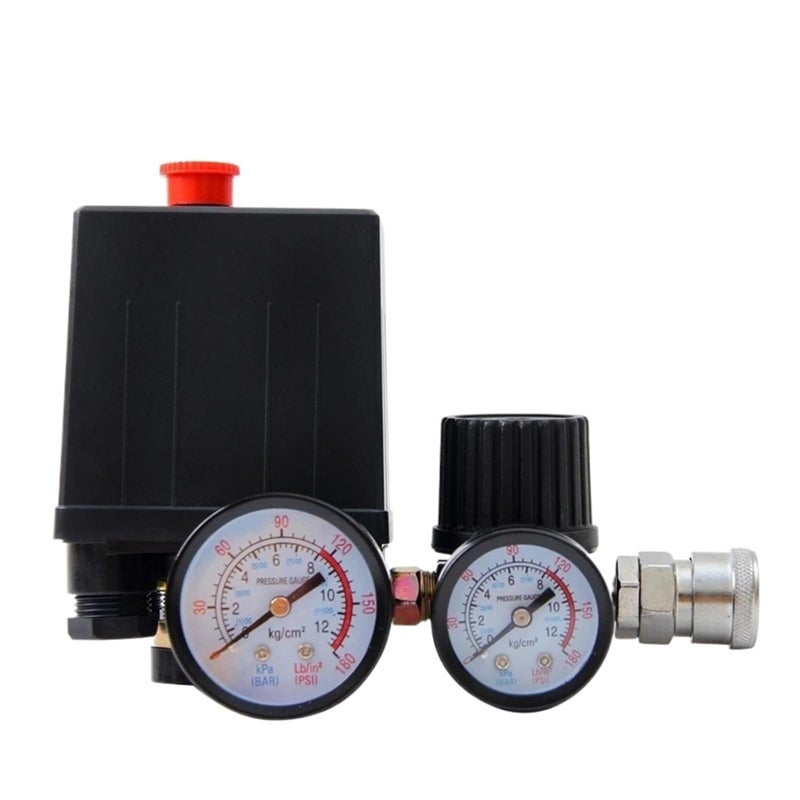 380V Air Compressor Pressure Control Switch 4 Port Regulator With Gauge 90 120 PSI - Image 3