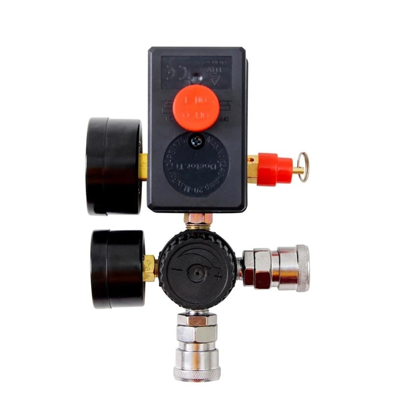 380V Air Compressor Pressure Control Switch 4 Port Regulator With Gauge 90 120 PSI - Image 5