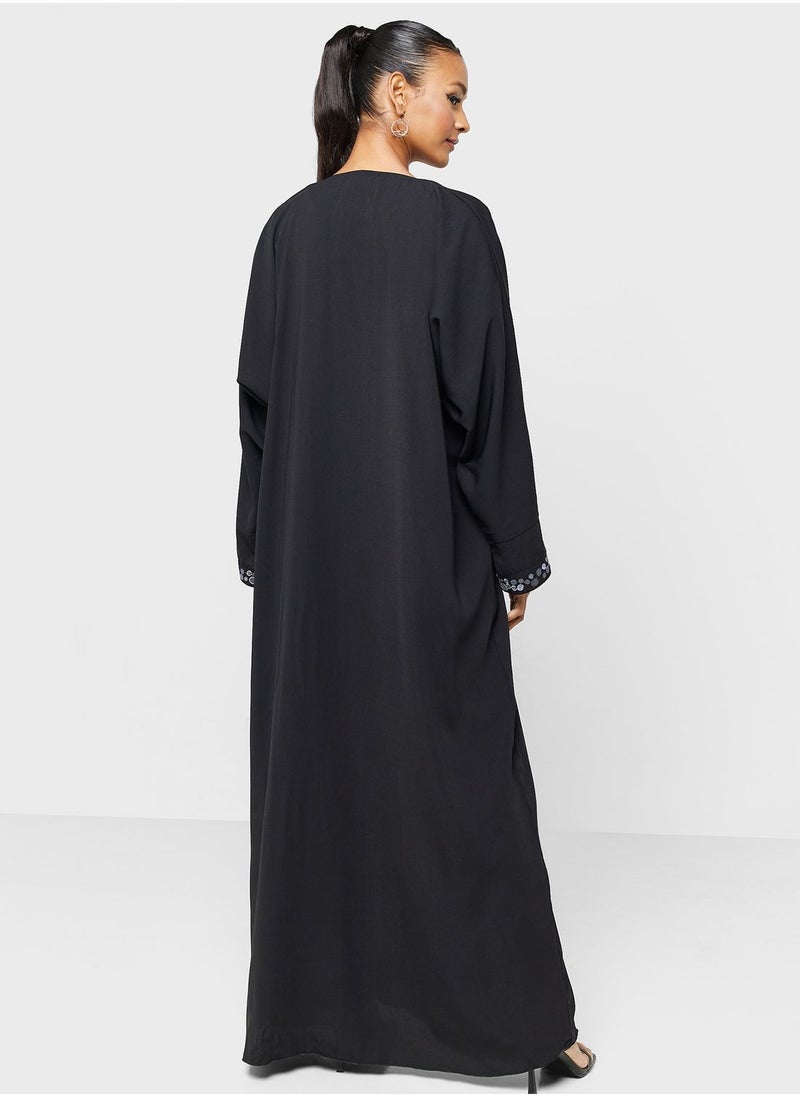 hayas closet - Embroidered Open Abaya - Image 1