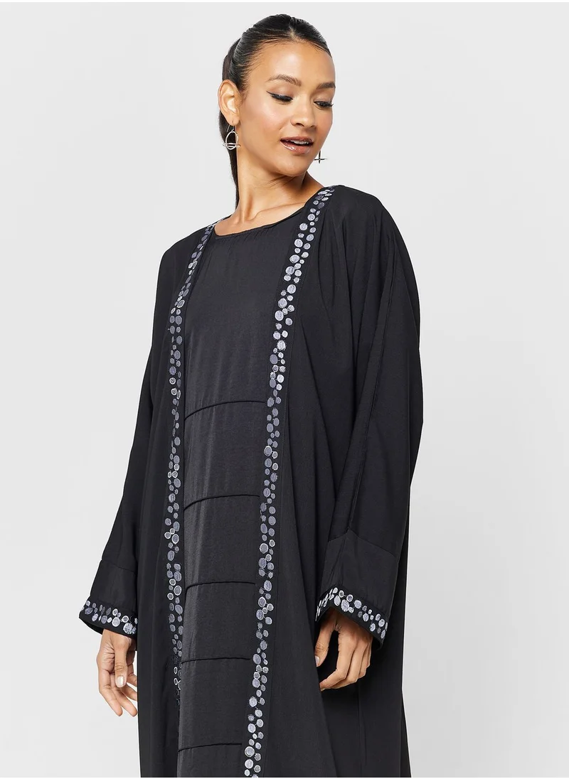 hayas closet Embroidered Open Abaya