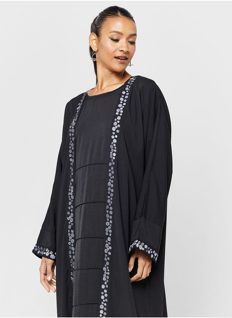 hayas closet - Embroidered Open Abaya - Image 1