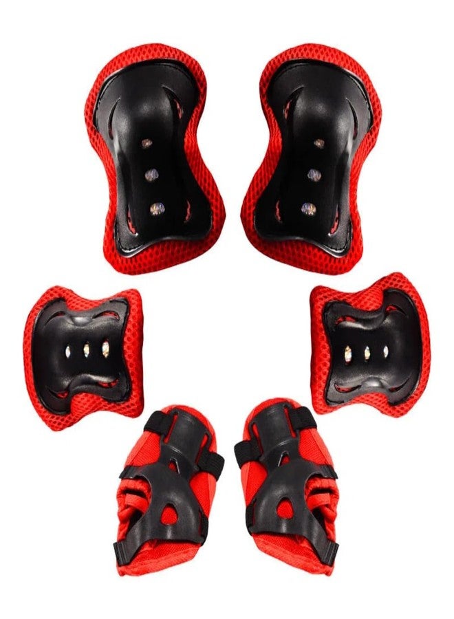 DOUSHI Kids Sports Protective Gear Set, for Skating, Cycling, Roller, Cricket, Includes Knee & Elbow Pads,Palm Supports, Gifts for Kids, Multi Purpose Safety Kit for Ages 3-14 Boys & Girls (Red, 6Pcs) - Image 1