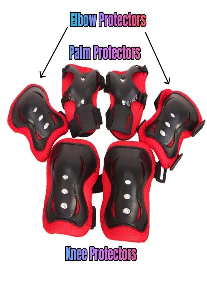 DOUSHI Kids Sports Protective Gear Set, for Skating, Cycling, Roller, Cricket, Includes Knee & Elbow Pads,Palm Supports, Gifts for Kids, Multi Purpose Safety Kit for Ages 3-14 Boys & Girls (Red, 6Pcs) - Image 5