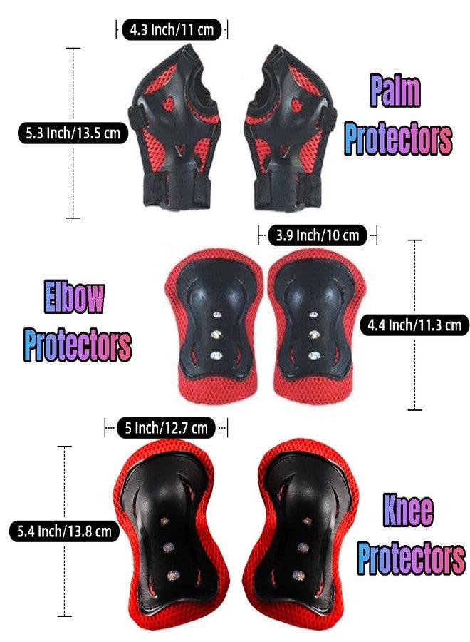 DOUSHI Kids Sports Protective Gear Set, for Skating, Cycling, Roller, Cricket, Includes Knee & Elbow Pads,Palm Supports, Gifts for Kids, Multi Purpose Safety Kit for Ages 3-14 Boys & Girls (Red, 6Pcs) - Image 2