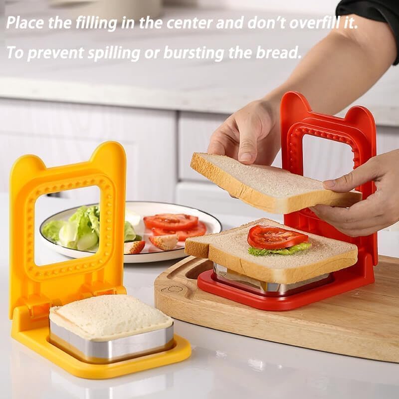 TINKDAS TINKDAS Sandwich Cutter N Sealer Serrated Design Stainless Steel Sandwich Maker Pocket Sandwiches Cutter Uncrustables Maker Bread Toast Making Mold for School Kids Lunch Box Multicolor  - Image 5