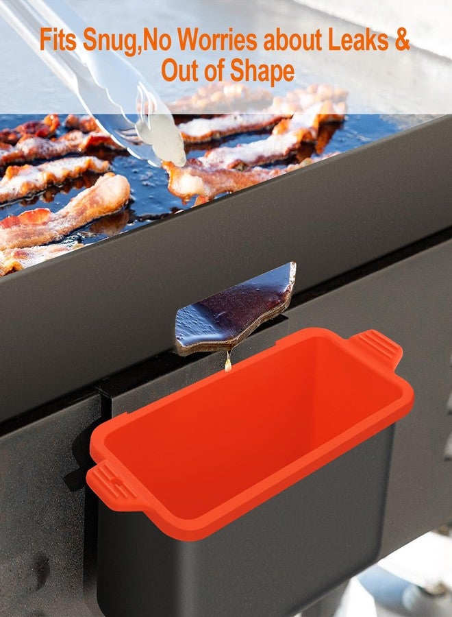Oliggive 2 PCS Silicone Grease Cup Liners for Blackstone 36 28 22 17 Inch Griddle,Reusable Grease Catcher Cup Liner Grill Grease Tray,Durable Drip Pans Blackstone Griddle Accessories,Orange - Image 3