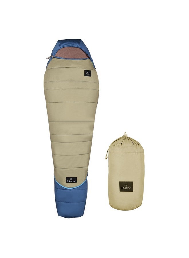 Hacer HC-350 Poonch Camping Sleeping Bag with Reliance Microfiber Filling +5 to +15 Degree Winter Hiking Trekking Kids Boys & Girls 6.2ft Travelling Bags Baby (Blue & Grey, 1.45KG) - Image 1