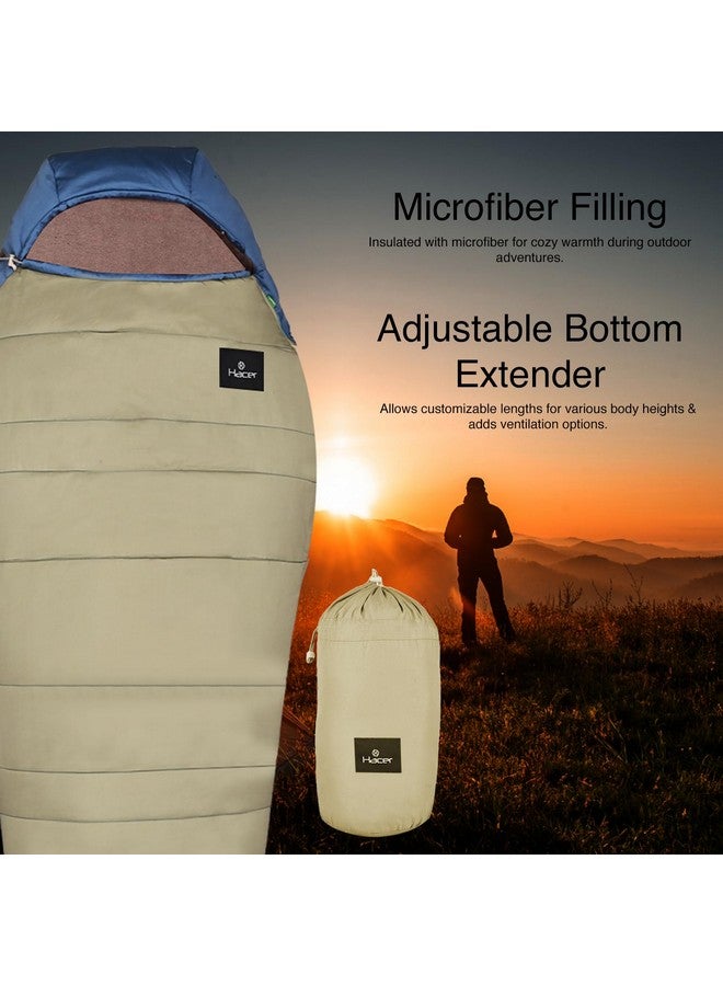 Hacer HC-350 Poonch Camping Sleeping Bag with Reliance Microfiber Filling +5 to +15 Degree Winter Hiking Trekking Kids Boys & Girls 6.2ft Travelling Bags Baby (Blue & Grey, 1.45KG) - Image 5