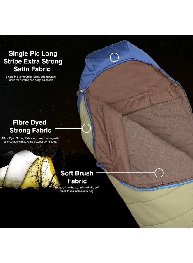 Hacer HC-350 Poonch Camping Sleeping Bag with Reliance Microfiber Filling +5 to +15 Degree Winter Hiking Trekking Kids Boys & Girls 6.2ft Travelling Bags Baby (Blue & Grey, 1.45KG) - Image 3