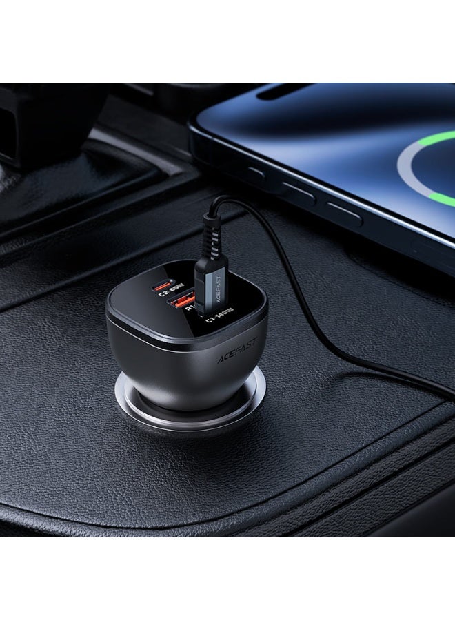 ACEFAST Car Charger B14 165W PD3.1, Three ports 2USB- C & 1USB- A - Black ,Supports for PD3.1 / PPS / PD2.0 / PD3.0 / QC4+ / QC3.0 / QC2.0 / AFC / FCP / SCP. - Image 4