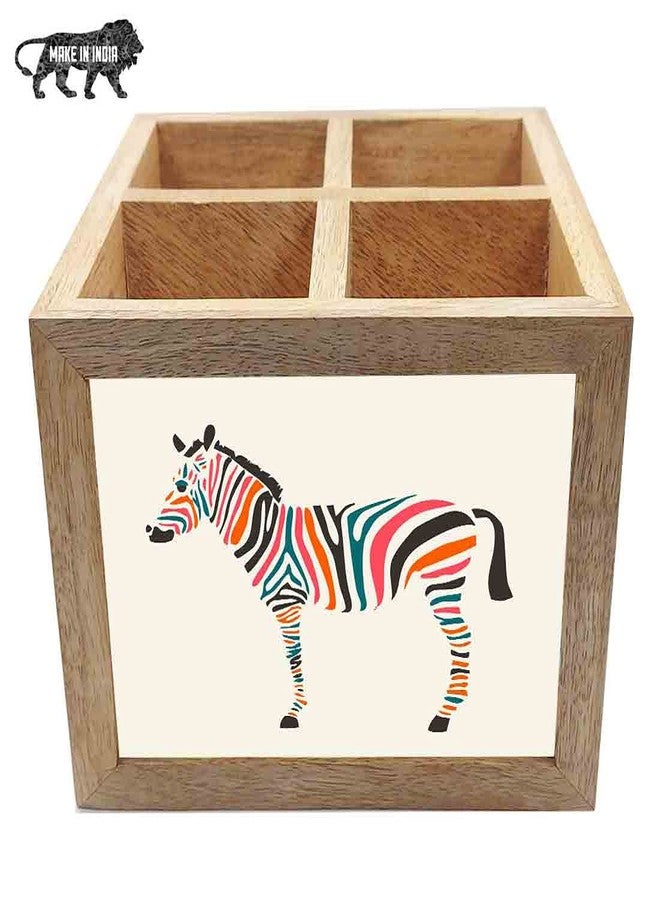 Nutcase Wooden Cutlery Stand Holder Silverware Caddy Spoons Forks Knives Organizer for Dining Table & Kitchen -Made in India-Spoons NOT Included - Zebra - Image 5