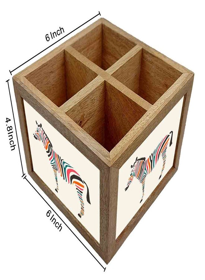 Nutcase Wooden Cutlery Stand Holder Silverware Caddy Spoons Forks Knives Organizer for Dining Table & Kitchen -Made in India-Spoons NOT Included - Zebra - Image 4