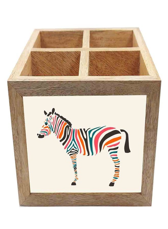 Nutcase Wooden Cutlery Stand Holder Silverware Caddy Spoons Forks Knives Organizer for Dining Table & Kitchen -Made in India-Spoons NOT Included - Zebra - Image 3