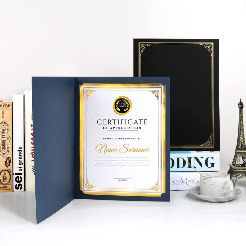 SUNEE Certificate Holders(Blue, 30 Packs, New Pattern), Diploma Covers Gold Foil Border, for Letter Size 8.5x11 Certificates, Cardstock, Document Papers - Image 5