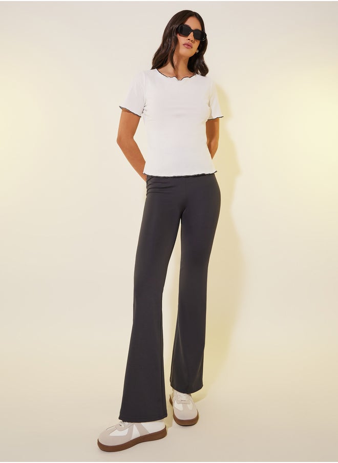 Take Two Ruffled Trim Textured Round Neck T-Shirt  - Image 2