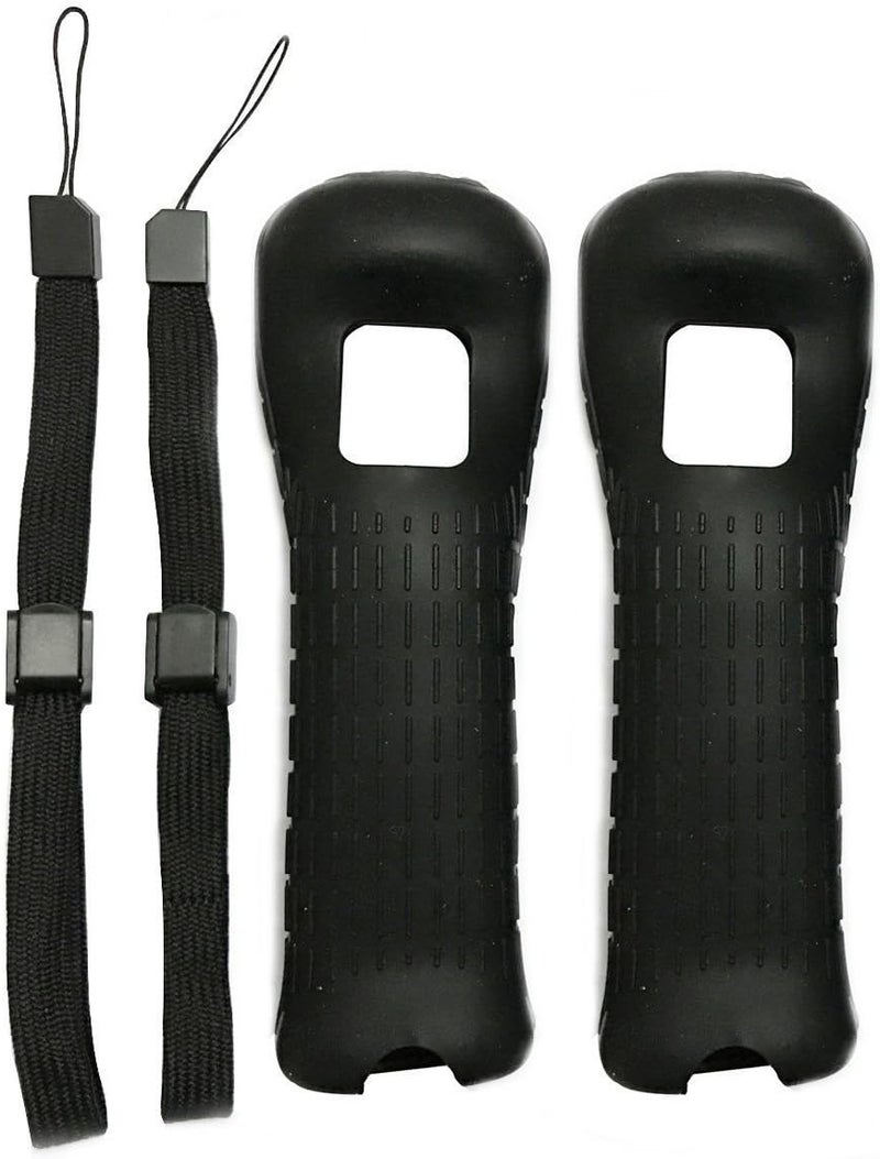 Ambertown 2 x Black Silicone Skin Case Cover with Wrist Strap for Wii Remote - Image 2