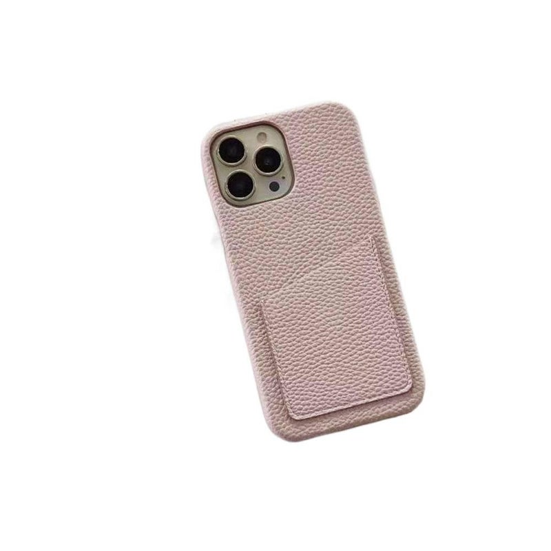 غطاء واقي بملمس جلد لـ iPhone 14 / 14 Plus / 14 Pro / 14 Pro Max مع حامل بطاقات وحماية من السقوط مع مقاوم للصدمات مع ملمس جلد مع تصميم نصف تغطية باللون Lotus Root Beige باللون الب. - Image 1